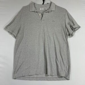 90s Lacoste Mens XXL Gray Cotton Polo Shirt Short Sleeve Preppy Golf Regular Fit